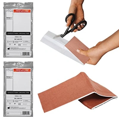Image of Steroplast Premium Fabric Cut to Size Adhesive First Aid Plaster Strip Dressing, 6cm x 1m (2 Pack)