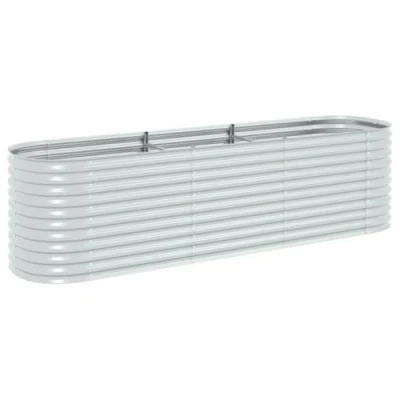 Image of vidaXL Garden Raised Bed in Silver Spacious and Versatile Outdoor Planting Unit Made from Galvanized Steel Ideal for Growing Vegetables, Herbs, Flowers