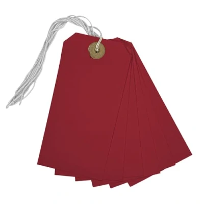 Image of Pack of 50 Red Strung Tags 120mm x 60mm