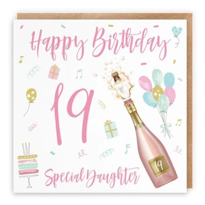 Image of Hunts England Daughter 19th Birthday Card Happy Special 19 Champagne Collection