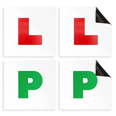 Image of KEPLIN Magnetic L &amp; P Plates for Car 4 Pack, 2 Motorcycle Accessories New Drivers, Learner Passed, Highway Code UK Road Legal Thick Extra Strong Hold