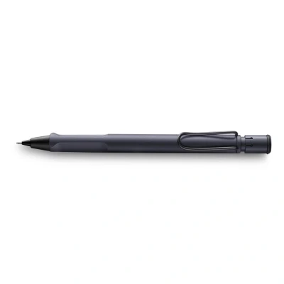 Image of LAMY safari steel black Mechanical Pencil with ergonomic grip &amp; body made of robust ASA plastic ideal for drawing writing including M 41 fine line refill 0.5 mm eraser tip