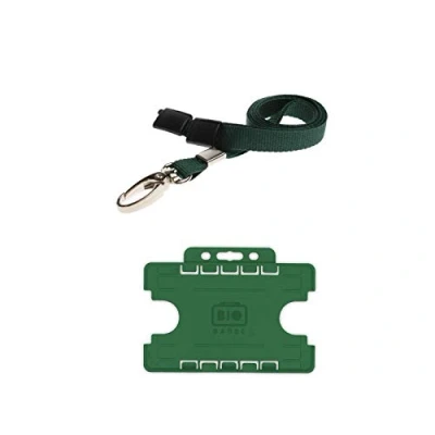 Image of ID Card It Holder Double Sided and Neck Strap Lanyard (Dark Green Metal Clip)