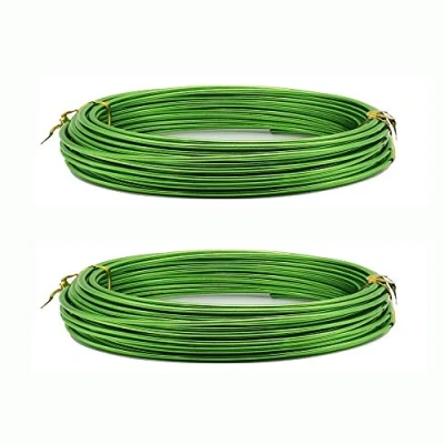 Image of KuTi Kai Aluminium Wire 2 Rolls 5m Length Bendy Craft Silver for Jewelry Making,DIY Sculpture,Modelling Making and Crafts (Green, 0.8mm)