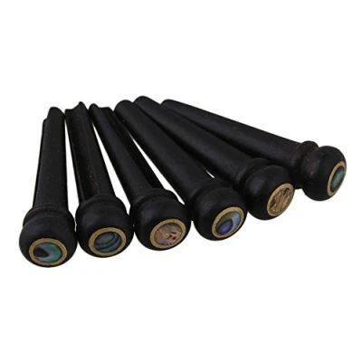 Image of BQLZR Acoustic Guitar Ebony Bridge Pins With Abalone Dot And Circle Skirt Pack of 6
