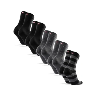 Image of DANISH ENDURANCE Merino Wool Socks Mens, Moisture Wicking Dress Socks, Thermal, Breathable Mens Premium Black 5 Pack, MC (2xBlack, 2xGrey Dots, 1xGrey Stripes), 9 12