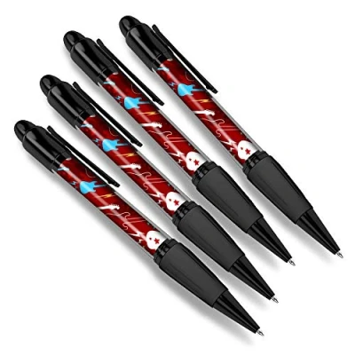 Image of Destination Vinyl ltd 4 x Matching Ballpoint Pens Red Electric Guitars Music Band #13133