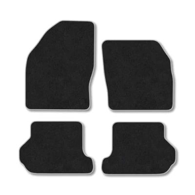 Image of Car Mats Compatible with Ford Focus (2007 2010) [Mk2] [Cabriolet] Tailored Fit Grey Carpet Floor Set Accessory Custom 4 Pieces Anti Slip Backing &amp; Binding Trim Edge