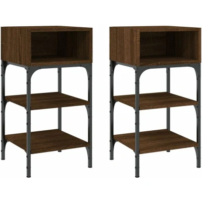 Image of vidaXL Bedside Tables 2 pcs Brown Oak 35x34.5x70 cm Engineered Wood