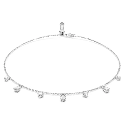 Image of Swarovski Attract Adjustable Choker, Contrasting Brilliant and Pear Drop Cut White Crystals, Rhodium Plated from the Collection for Women