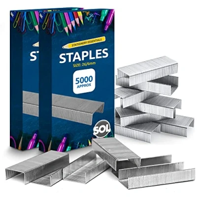 Image of 10000pk Staples 26/6 Standard Fit 26/6mm for Desktop Staplers and Pliers Office School Stationary Supplies 10000 Staple + SOL Sticker