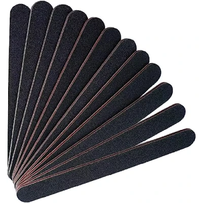 Image of 12PCS Professional Nail Files Double Sided Emery Board (100/180 Grit) Washable Files, Fingernail Buffing for Home and Salon Use Black