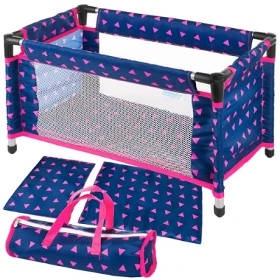 Image of Kinderplay Baby Doll Bed Dolls Cot Doll&#039;s Travel Bag Navy Blue, KP0400T