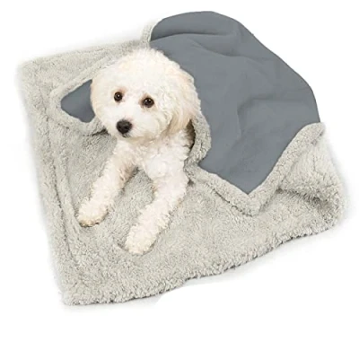 Image of Kritter Planet Waterproof Dog Blanket, Love Blanket Couples, Extra Large Washable Reversible Fleece Throw for Bed Car Seat, 76 x 63 cm, Gray/Taupe