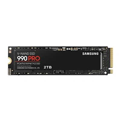 Image of Samsung 990 PRO NVMe M.2 SSD, 2 TB, PCIe 4.0, 7,450 MB/s read, 6,900 write, Internal For gaming and video editing, MZ V9P2T0BW