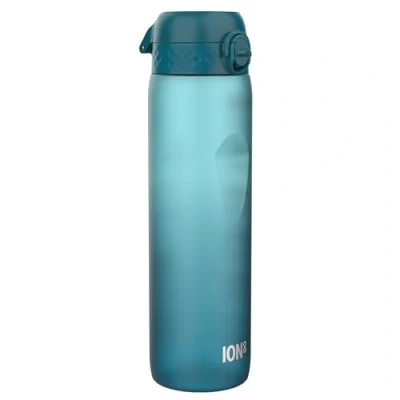 Image of Ion8 1 Litre Water Bottle with Times to Drink, Leak Proof, Flip Lid, Carry Handle, Dishwasher Safe, BPA Free, Soft Touch Contoured Grip, Ideal for Gym, Health and Fitness, 32 oz, Teal &amp; Blue