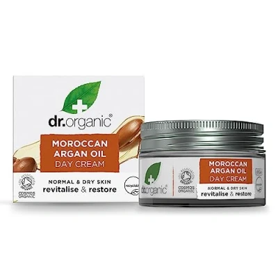 Image of Dr Organic Moroccan Argan Oil Day Cream, Moisturising, Normal &amp; Dry Skin, Natural, Vegan, Cruelty Free, Paraben SLS Recycled Recyclable, Certified Organic, 50ml, Packaging may vary