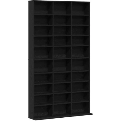 Image of vidaXL CD Cabinet Black oak Engineered wood 101 x 23 177.5 cm Shelving