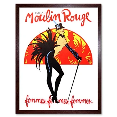 Image of Wee Blue Coo Burlesque Moulin Rouge Paris Girls Art Print Framed Poster Wall Decor 12x16 inch