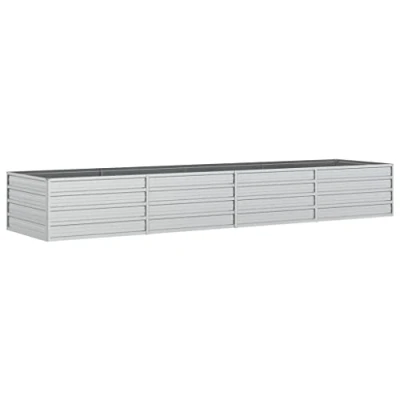 Image of vidaXL Garden Raised Bed Large, Durable Silver Galvanized Steel Planter for Outdoor Plants, Flowers and Vegetables 320 x 80 45 cm
