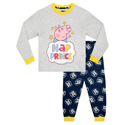 Image of Peppa Pig Boys George Pyjamas Nightwear For Kids Grey 5 to 6 Years