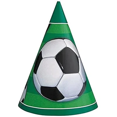 Image of Multicolor 3D Soccer Themed Party Hats (Pack of 8) Vibrant and Fun Celebration for Lovers