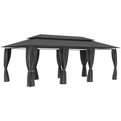 Image of vidaXL Gazebo with Curtains 600x298x270 cm Anthracite