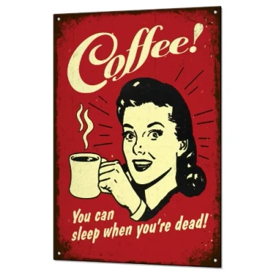 Image of Coffee Sleep Funny Metal Sign Retro Tin Plaque Vintage Kitchen Cafe Shop