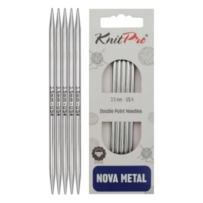Image of KnitPro 15 cm x 3.5 mm Nova Double Pointed Needles, Silver