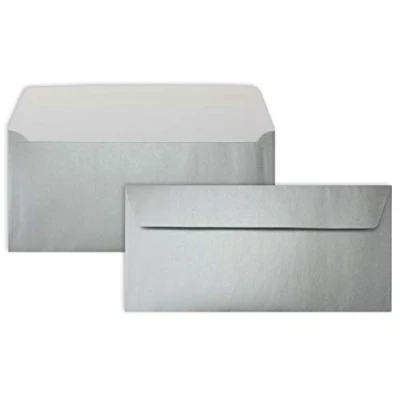 Image of Neuser FarbenFroh envelopes, DIN, long, 220 mm x 110 mm, self adhesive 50 Umschläge Metallic silver