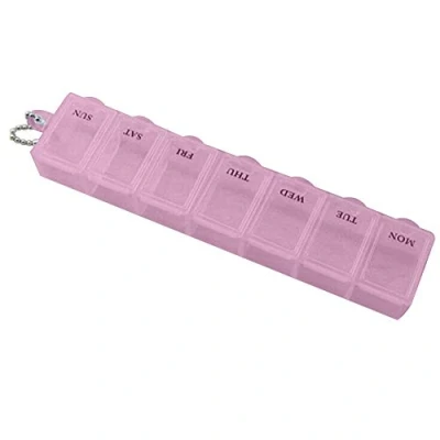 Image of Pink 7 Days Weekly Pill Box Organiser Tablets Medicine Storage Container Dividers