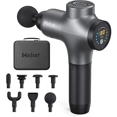 Image of Mebak 3 Massage Gun Deep Tissue Percussion Muscle Massager Handheld Electric Back Neck for Body Athlete Pain Relief Super Quiet Portable Sport with Brushless Motor 7 Head 5 Speed