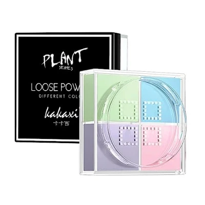 Image of Matte Face Setting Powder, Color Correcting Powder Oil Control Loose Makeup, Flawless Minimizes Pores and Fine Lines Lightweight Waterproof Brighten Skin Tone with Puff