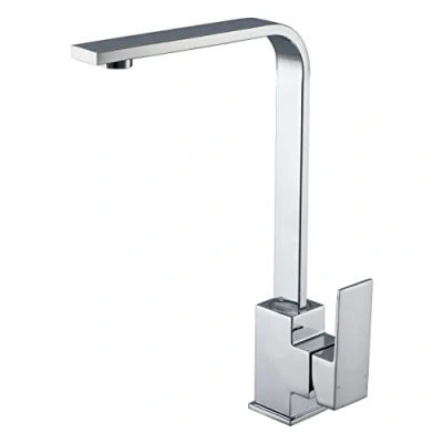 Image of Peppermint Square Kitchen Tap Modern Mixer Taps Chrome Monobloc Sink Stainless Steel Single Lever Faucet