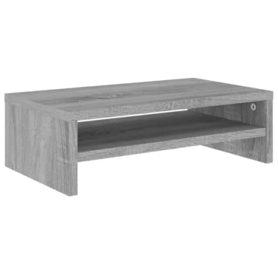 Image of vidaXL Grey Sonoma Monitor Stand, Multifunctional Riser made of Engineered Wood, Ideal for Home and Office Use, Includes Storage Shelf