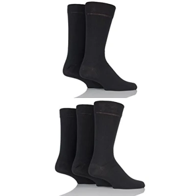 Image of 5 Pair Black Classic Everyday Plain Jacquard Cotton Socks Men&#039;s 6 11 Mens Farah