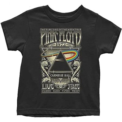 Image of PINK FLOYD Childrens/Kids Carnegie Hall Poster T Shirt (5 Years) (Black)