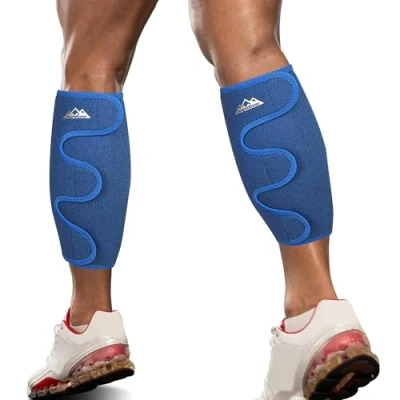 Image of supregear Calf Support Brace, 2 Pack Shin Splint Compression Men Women Adjustable Wrap Sleeve for Muscle Swelling Pain Relief Hiking Training Comfortable Breathable Support, Blue