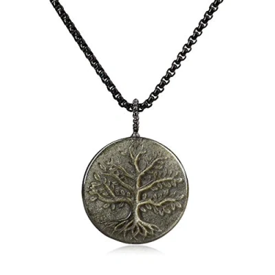 Image of COAI Men&#039;s Women&#039;s Golden Obsidian Stone Tree of Life Necklace Stainless Steel 60cm