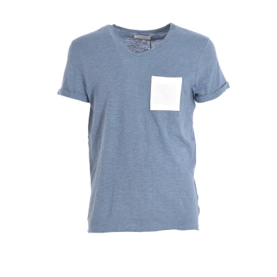 Image of Eleven Paris ABICO WoMens short sleeve round neck t shirt 17S1TS26 Blue Cotton Size X Small
