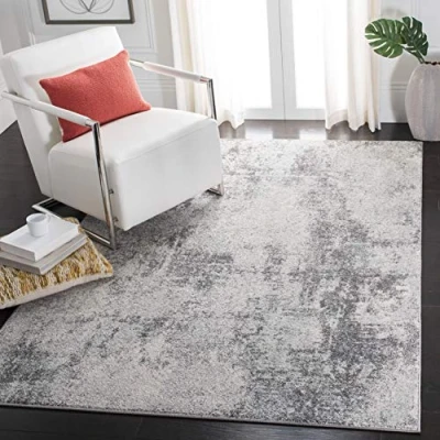 Image of SAFAVIEH Boho Chic Rug for Living Room, Dining Bedroom Tulum Collection, Short Pile, in Ivory and Grey, 122 X 183 cm