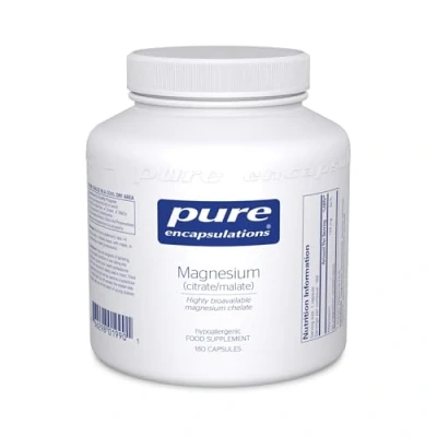 Image of Pure Encapsulations Magnesium (Citrate/Malate) 120mg Highly Bioavailable Chelate 180 Capsules