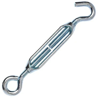 Image of Galvanised Large Hook To Eye Turnbuckle 3/8&quot; M10 10mm Wire Rope Cable Tensioner