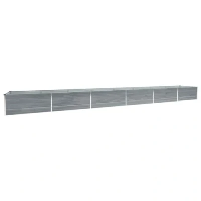 Image of vidaXL Galvanised Steel Raised Garden Bed Spacious, Weather Resistant Outdoor Plant Pot, 600x80x45 cm Grey
