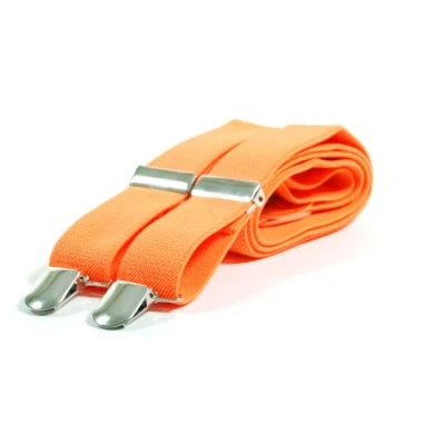 Image of Plain Neon Coloured Trouser Braces Suspenders Retro Adults (Neon Orange)