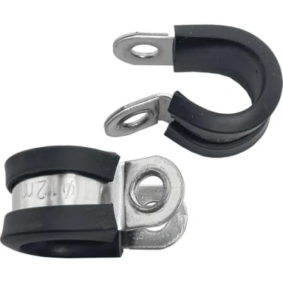 Image of Lumonic 5x 12mm Pipe Clamps With Rubber Insert Stainless Steel V2A I Cable For Crimping Clamp Hole 12mm, Clamps,