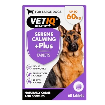 Image of VETIQ Serene Calming Plus+ Tablets For Large Dogs, Helps to Reduce Anxiety in All Scenarios Short &amp; Long Term , 60