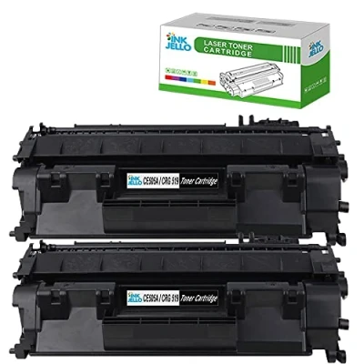 Image of InkJello Toner Cartridge For Printer, Compatibile with HP LaserJet P2030 P2035 P2035n P2055 P2055d P2055dn P2055x CE505A CRG 519 (Black, 2 Pack)