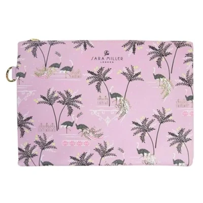 Image of Sara Miller Savannah Large Cosmetic Bag Travel Pouch with Gold foil Detail