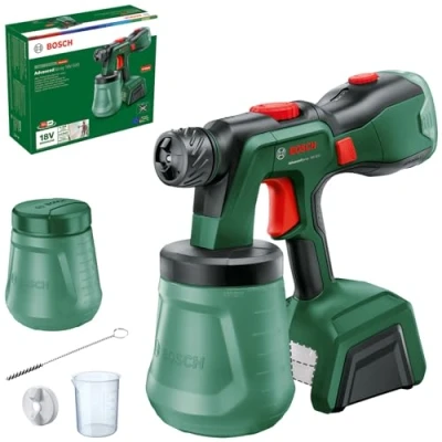 Image of Bosch Cordless Paint Sprayer AdvancedSpray 18V 500 (for Dispersion/Latex Paints, Varnishes &amp; Lacquers; 3m²/min; 2X 1200ml Container; System; Without Battery)